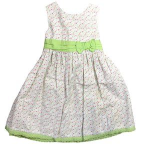 Vintage Laura Ashley Cotton Blend‎ Floral Sleeveless Dress Girls 4 Green Bow
